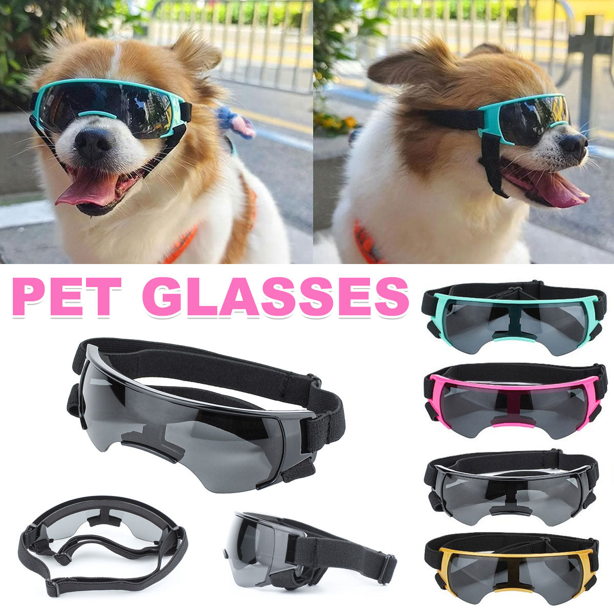Pet Dog Sunglasses Goggles UV Eye Shield for Small Dogs Outdoor Travel Sunshade - Blue