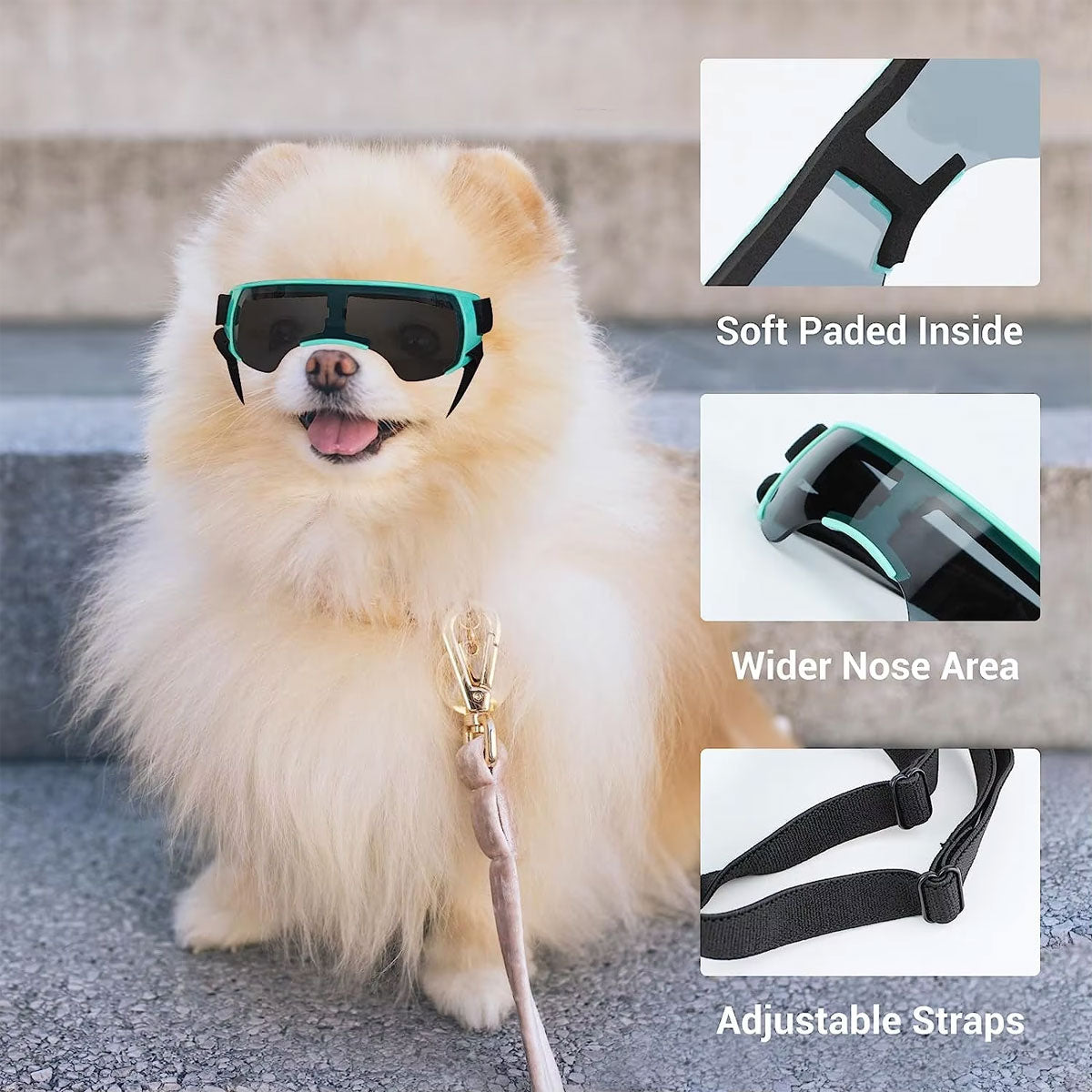 Pet Dog Sunglasses Goggles UV Eye Shield for Small Dogs Outdoor Travel Sunshade - Gold