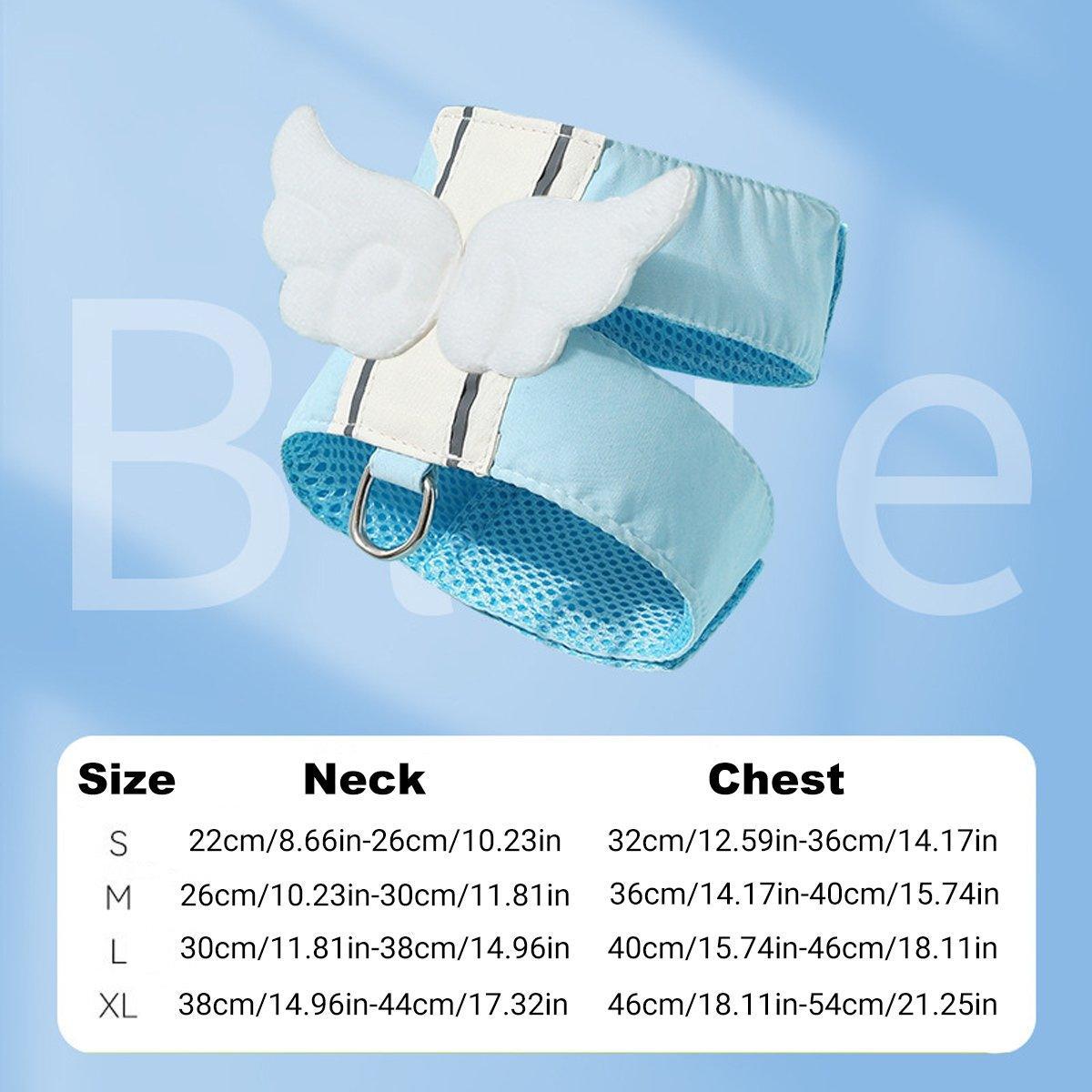 Pet Angel Wings Dog Vest Leash Cat Harness Anti-Break Walking Dog Leash Set - Blue-M