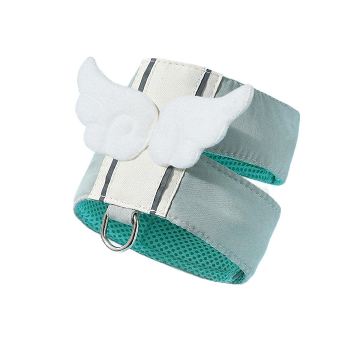 Pet Angel Wings Dog Vest Leash Cat Harness Anti-Break Walking Dog Leash Set - Blue-M