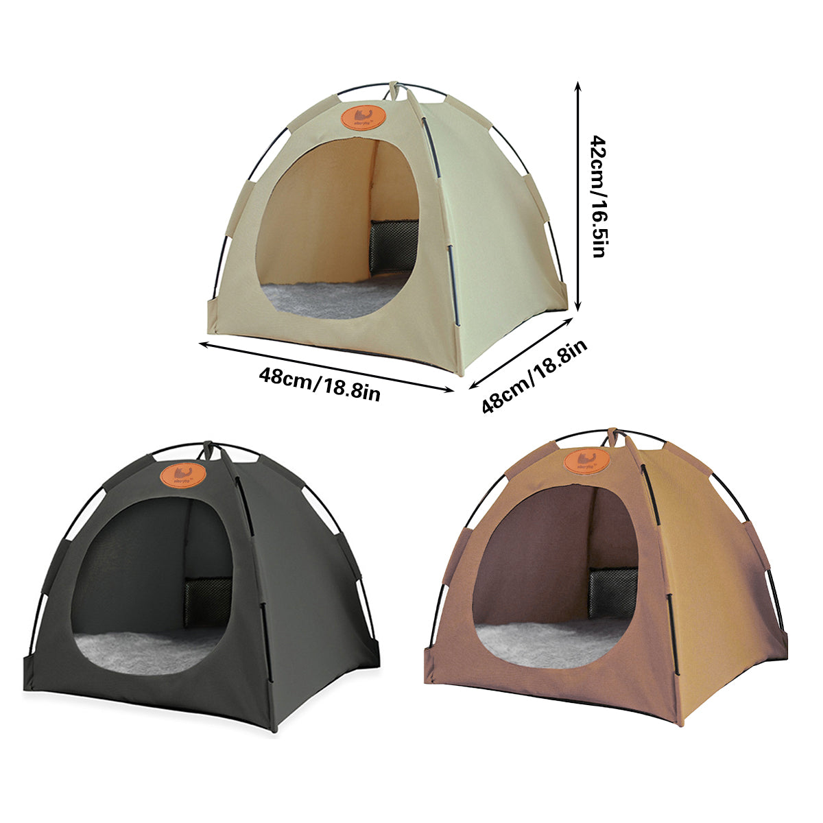 Folding Camping Pet Tent for Cats Puppy Bed Indoor Cat Nest Dog Cave Style House - Beige