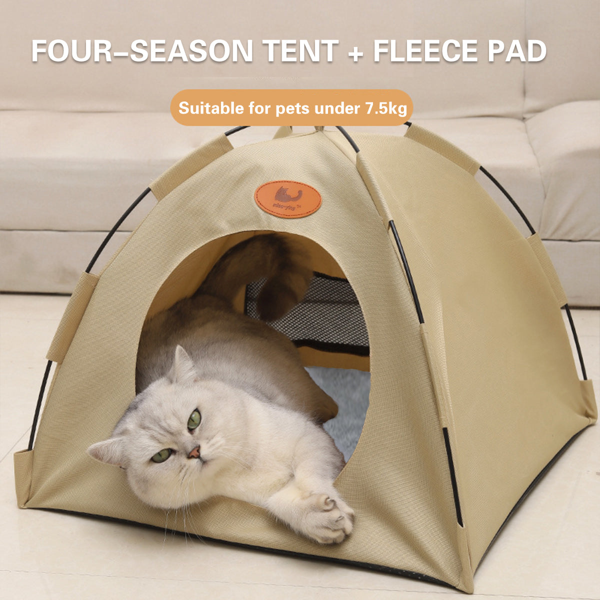 Folding Camping Pet Tent for Cats Puppy Bed Indoor Cat Nest Dog Cave Style House - Grey