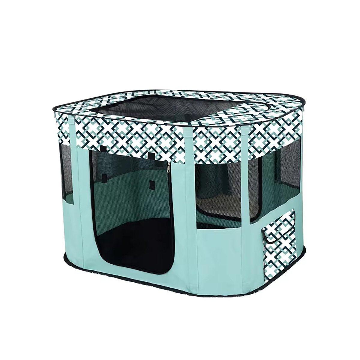 Foldable Cat Dog Kennel Pet Delivery Cage Portable Pet Fence Tent - Purple-M