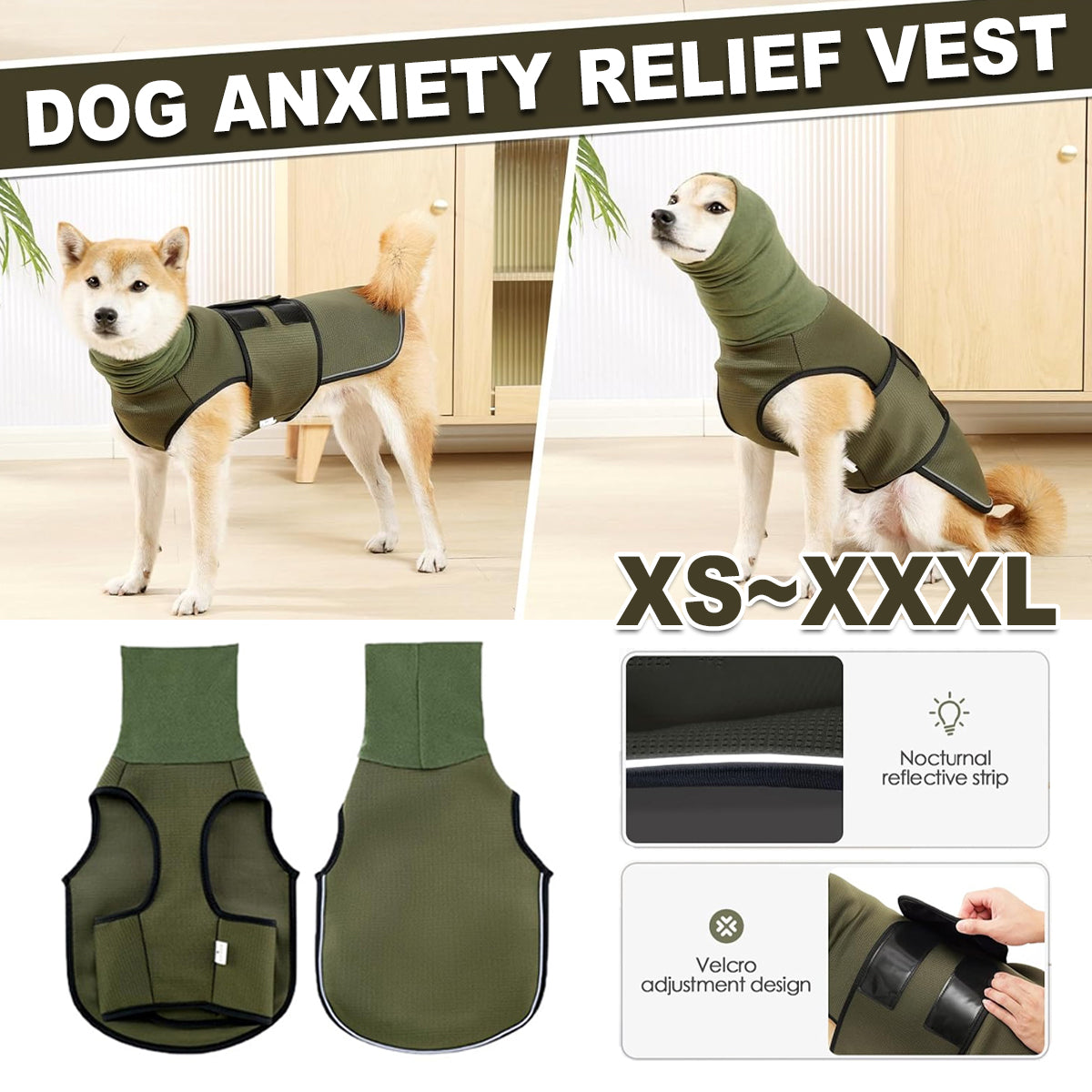 Calming Dog Vest for Stress Relief Travel Thunder Wrap Jacket for Medium Large Dogs - XS