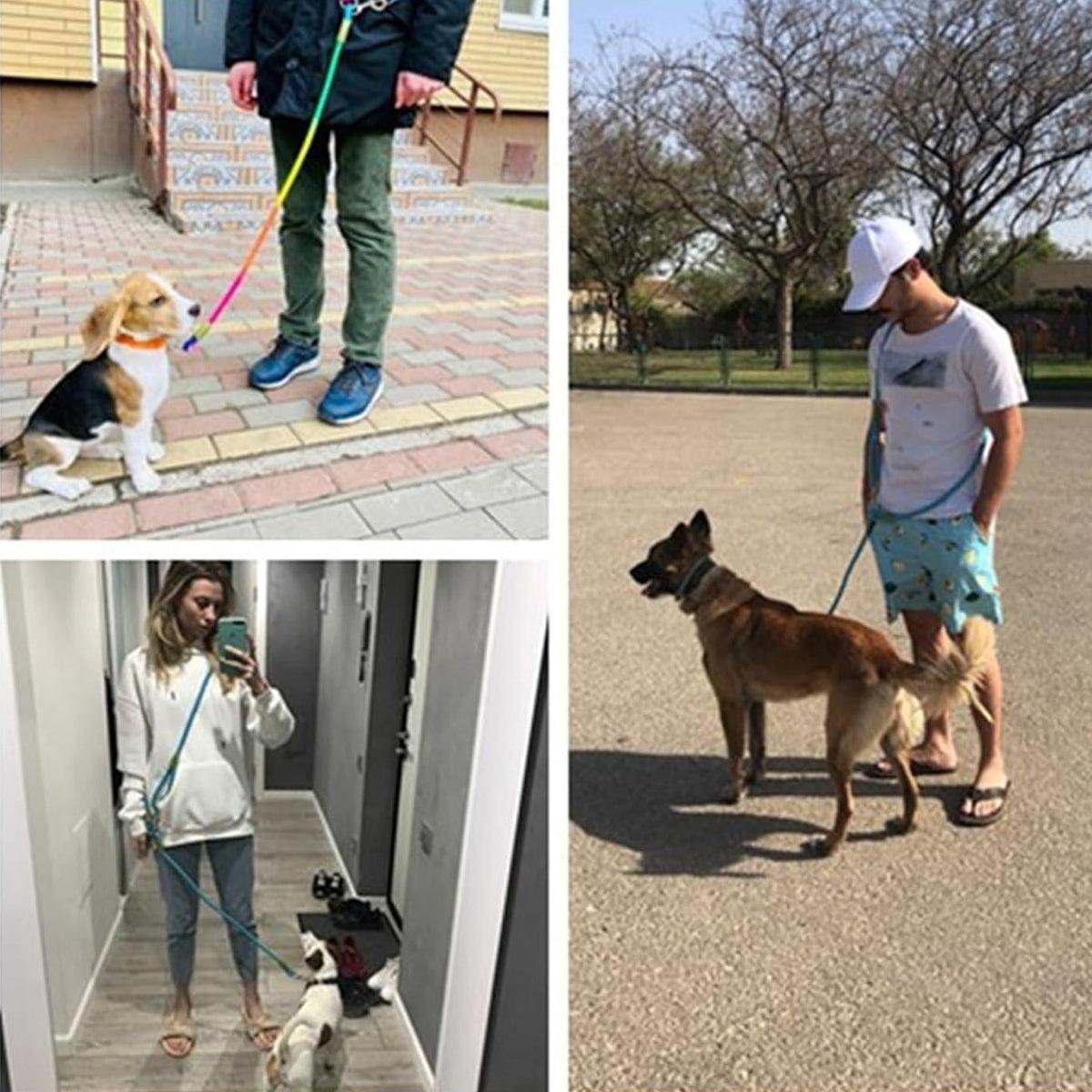 Adjustable Diagonal Dog Walking Leash Hands Free Crossbody Pet Lead Dogs - Purple