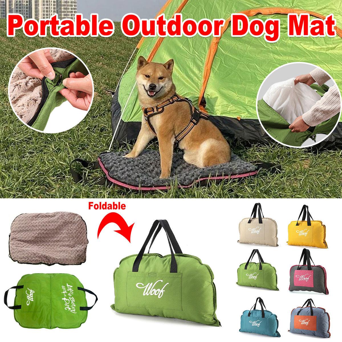 Portable Folding Pet Kennel Zippered Outdoor Dog Bed Travel Mat Waterproof - Blue
