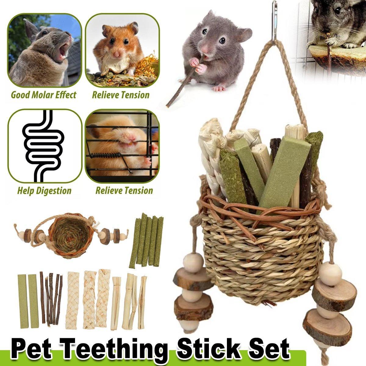 Pet Teething Stick Set Chew Toys for Hamster Dental Care Small Animal Supplies