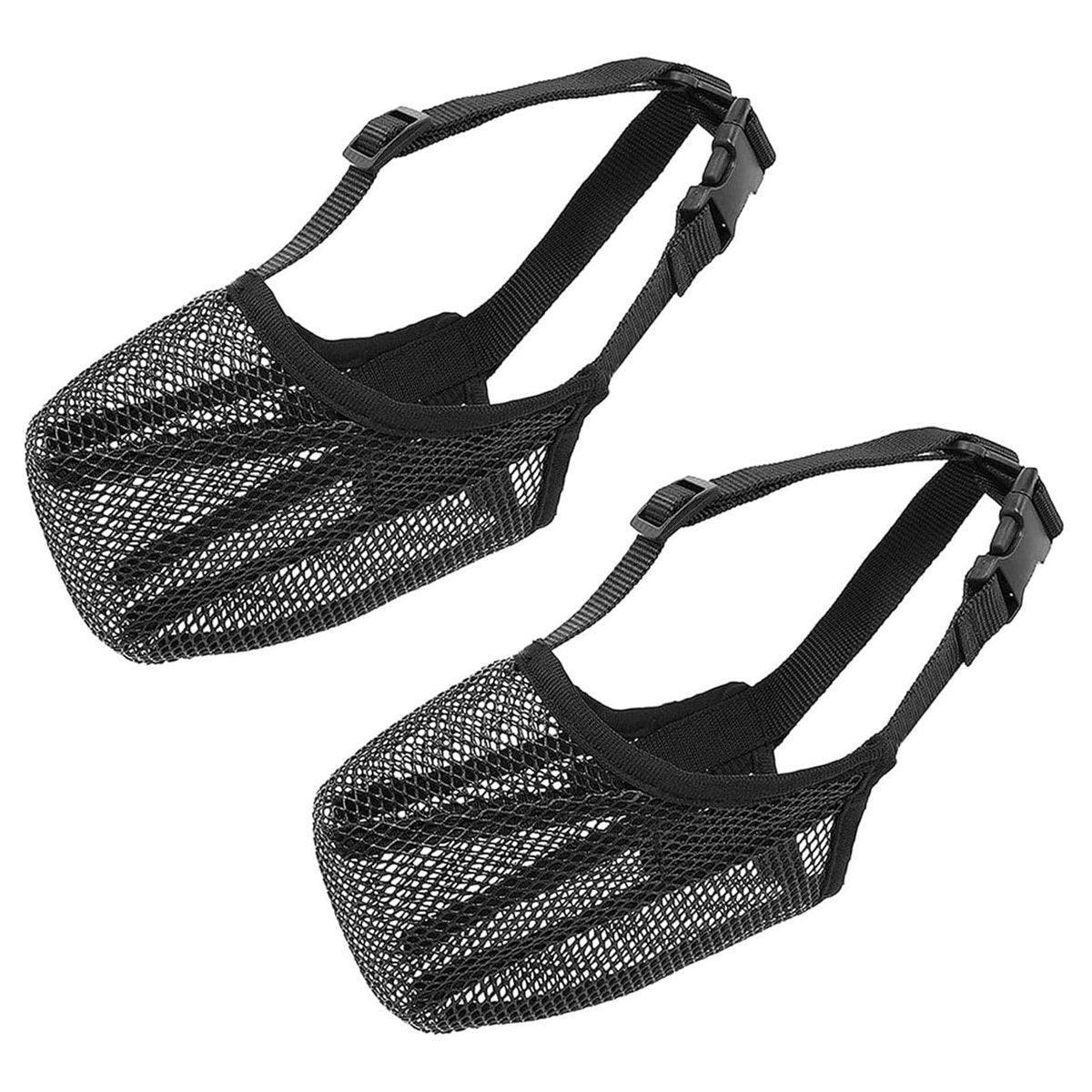 2PCS Adjustable Mesh Pet Dog Muzzle Mask Mouth Cover No Bite Strap Mouth Cover - Black-S