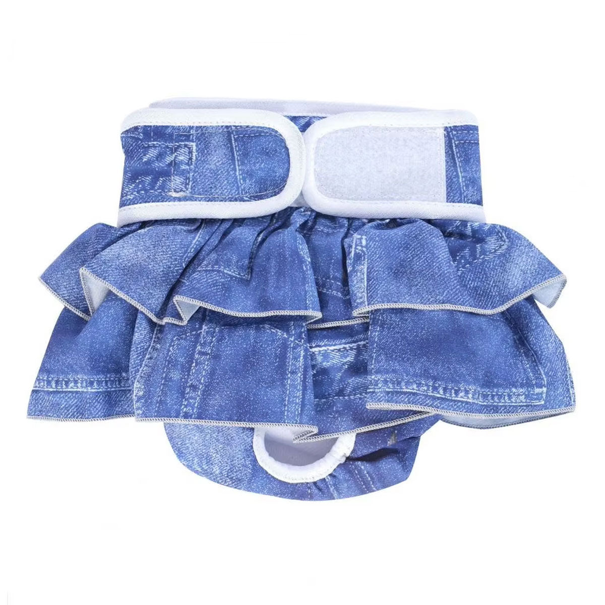 Pet Dog Diapers Female Pants Soft Breathable Underwear Reusable Sanitary Briefs - Denim Print - XS