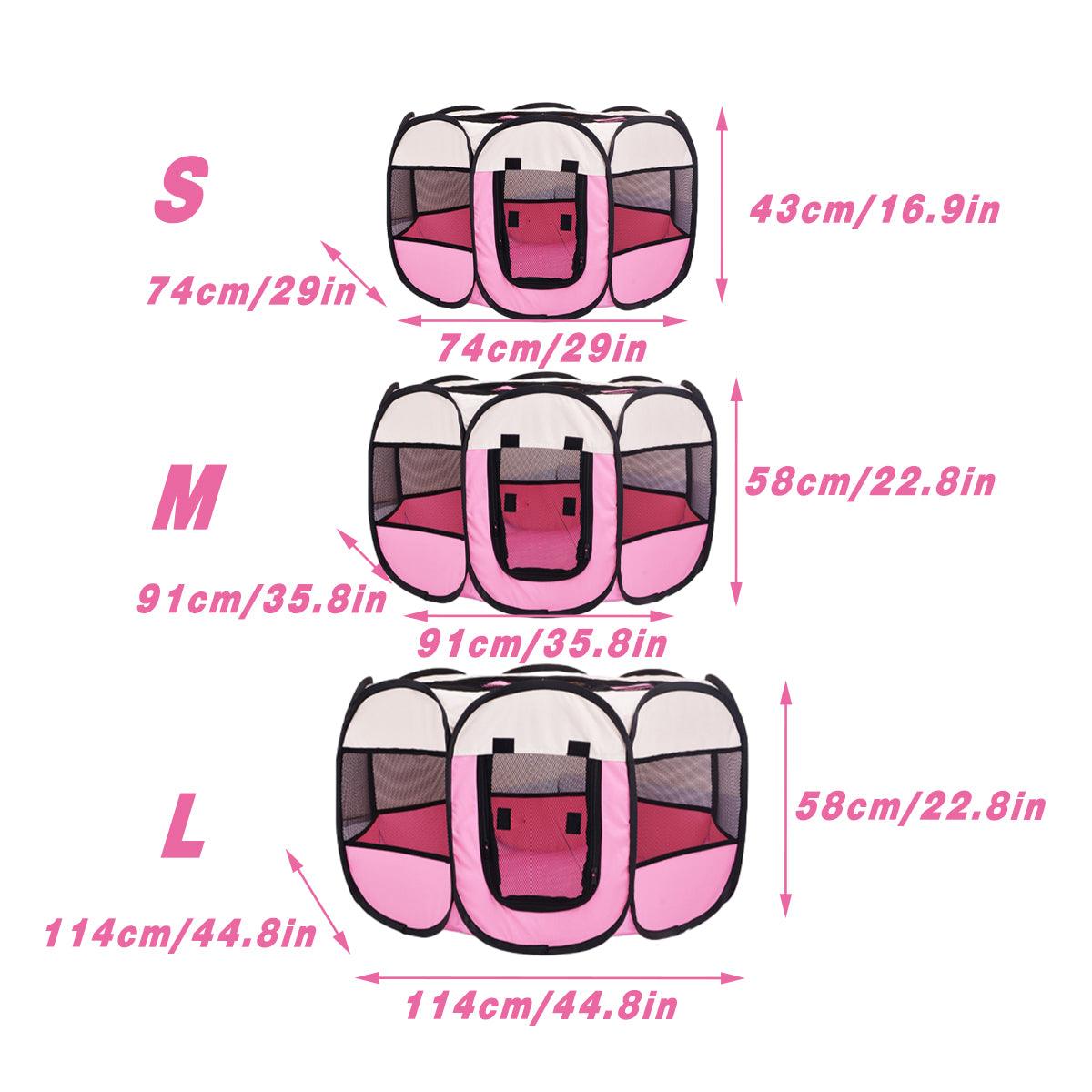 Pet Fence Indoor Cat Dog Tent Octagonal Fence Portable Foldable Cage Kennel - L-Coffee