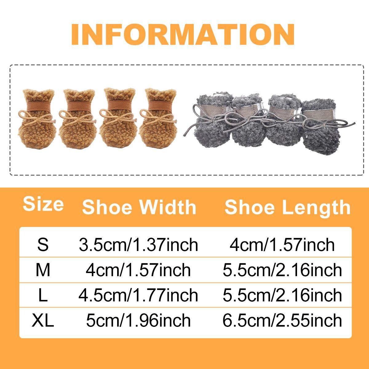 Winter Pet Dog Snow Boots Teddy Puppy Non-Slip Cotton Shoes Warm Puppy Foot - Brown-M