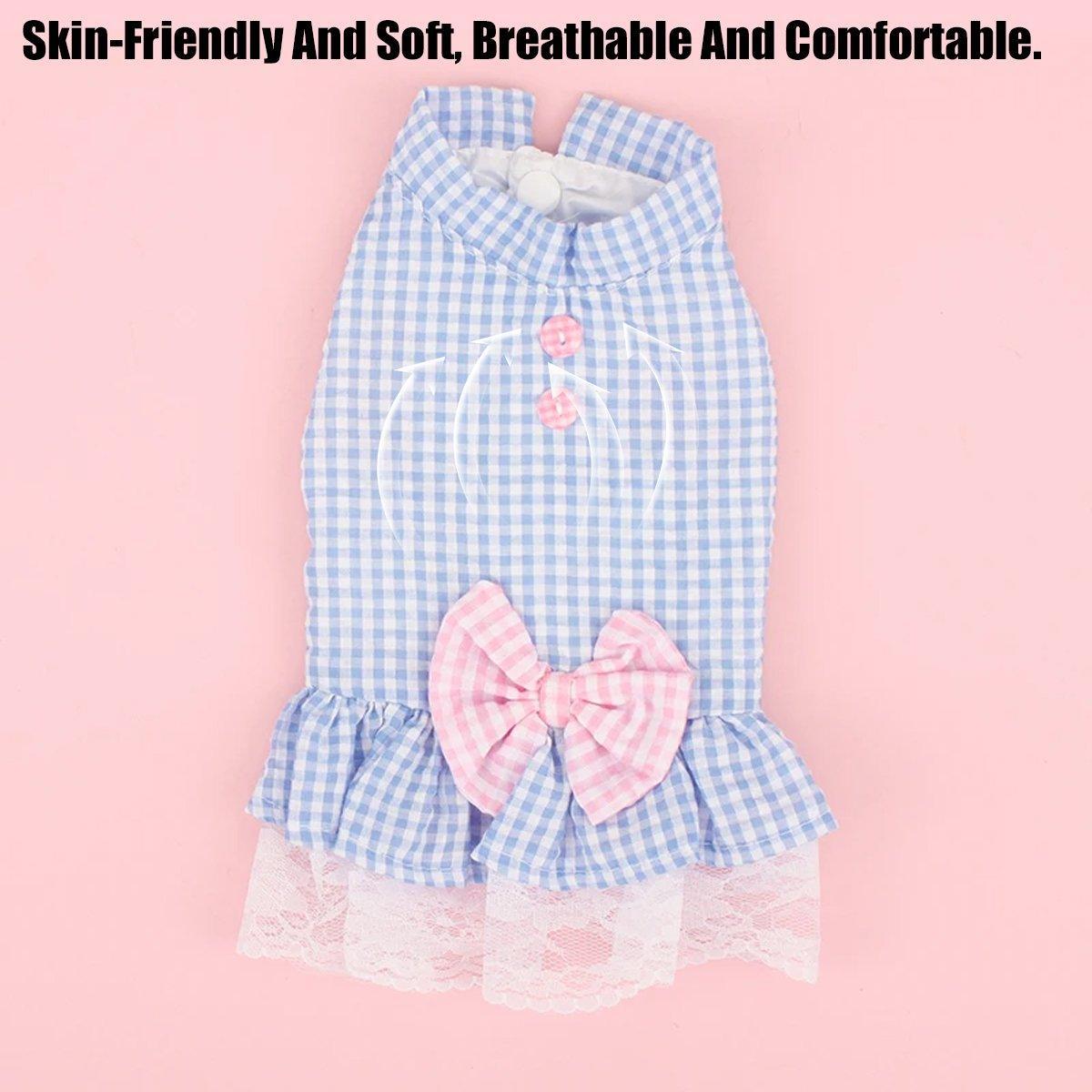 Cute Small Dog Dress Puppy Clothing Pet Apparel for Summer Fashion Outfit - Pink - M