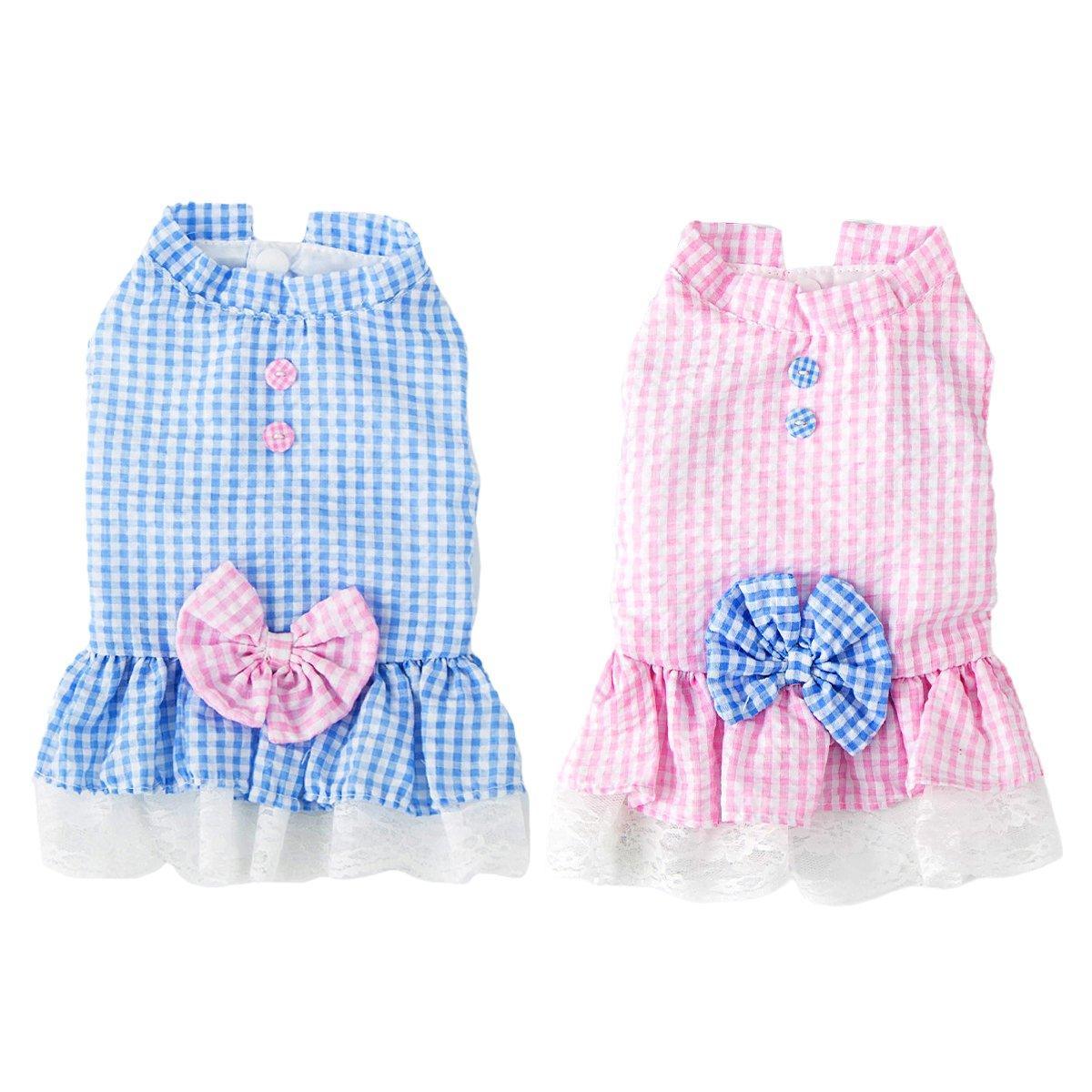 Cute Small Dog Dress Puppy Clothing Pet Apparel for Summer Fashion Outfit - Pink - XL