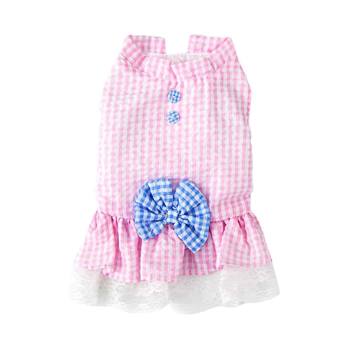 Cute Small Dog Dress Puppy Clothing Pet Apparel for Summer Fashion Outfit - Pink - XL