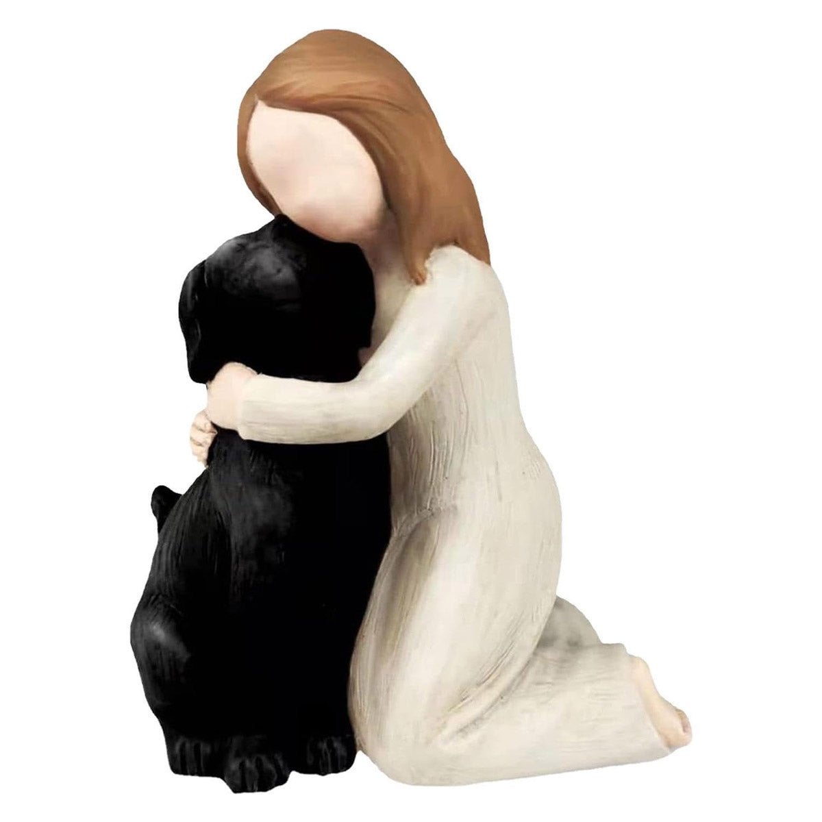 Girl Hugging Dog Ornament Decorative Figurine Resin Home Decoration Craft Gift - Yellow