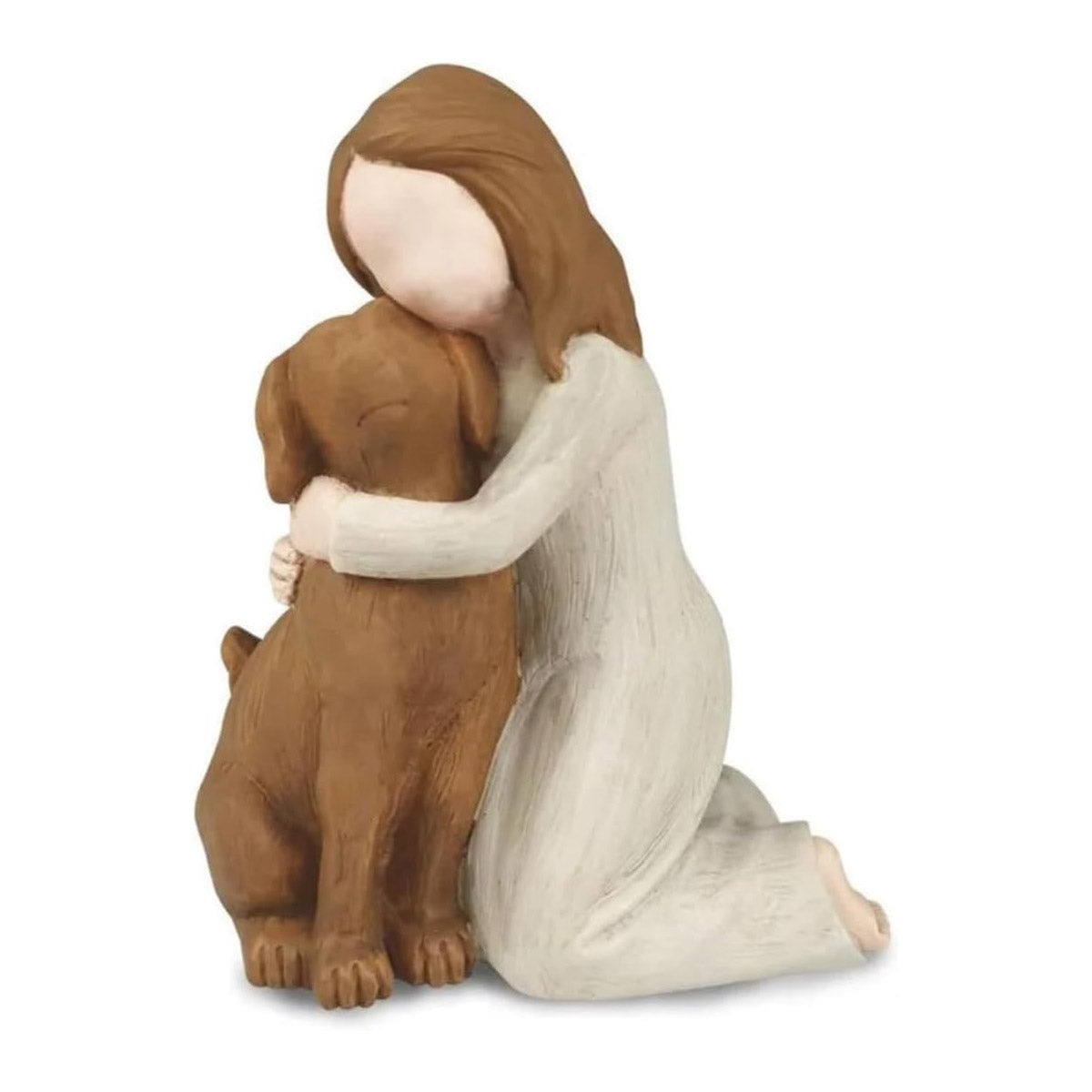 Girl Hugging Dog Ornament Decorative Figurine Resin Home Decoration Craft Gift - Yellow