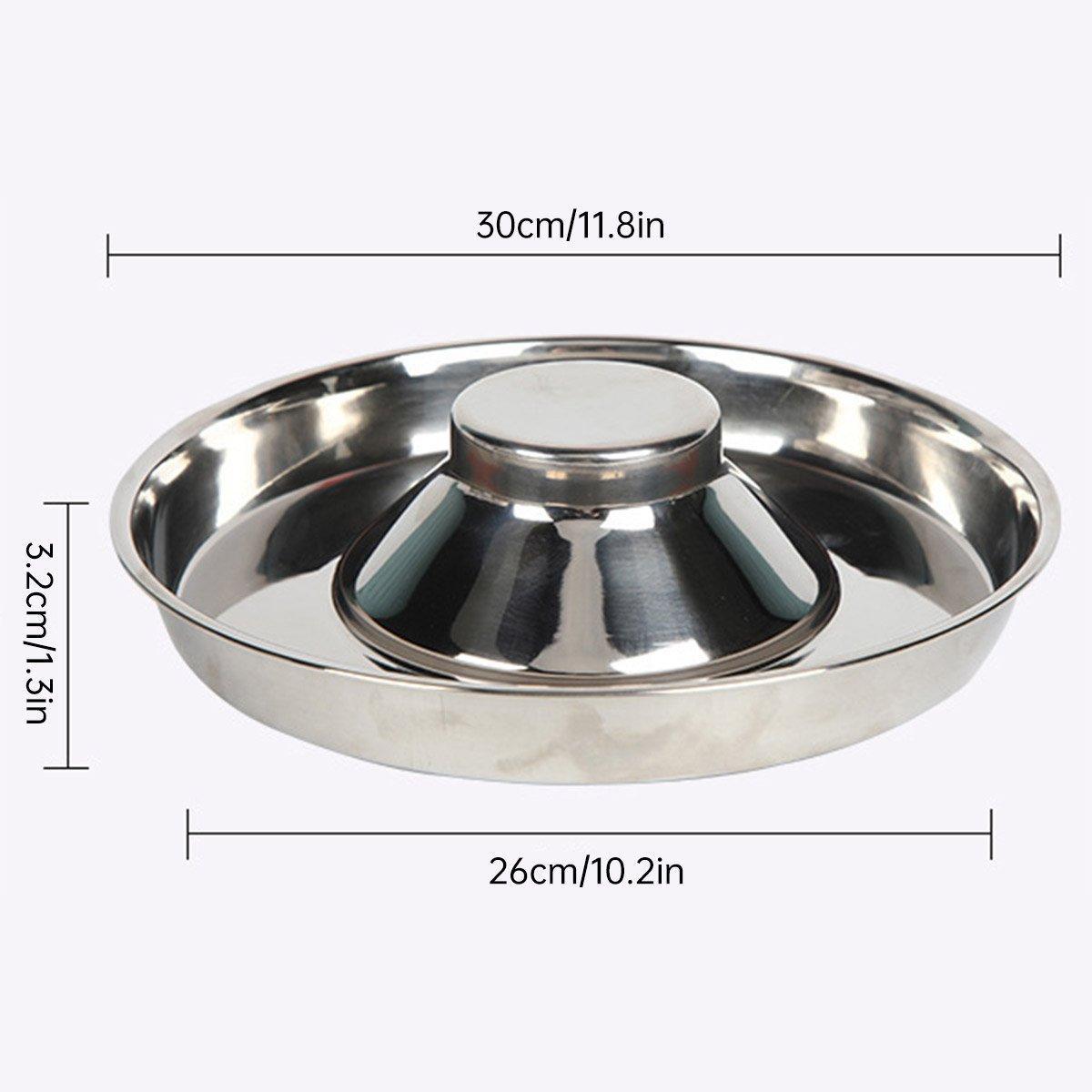 2pcs Stainless Steel Dog Cat Slow Feeder Pet Food Bowl Non-Slip Stop Eating Dish