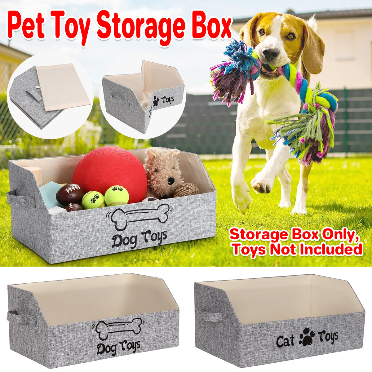 Portable Pet Toy Storage Box Foldable Organizer Snack Bag Pet Accessories Holder - Cat
