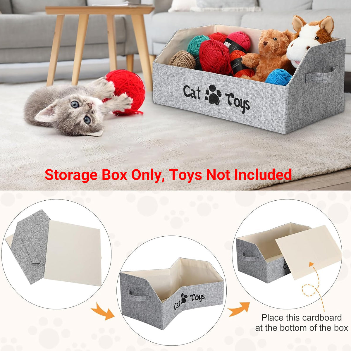Portable Pet Toy Storage Box Foldable Organizer Snack Bag Pet Accessories Holder - Cat
