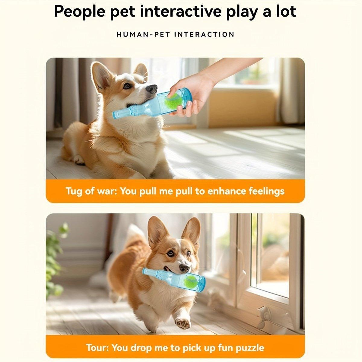 Durable Pet Teething Resistant Tennis Ball Wine Bottle Chew Toy for Dogs Play - Blue-L