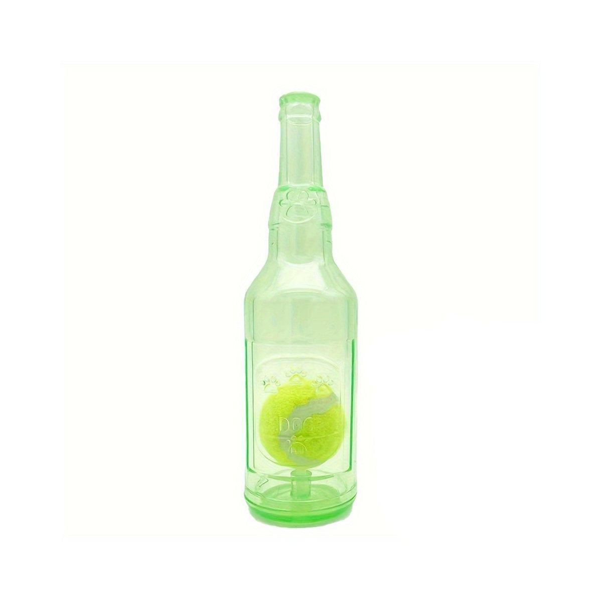 Durable Pet Teething Resistant Tennis Ball Wine Bottle Chew Toy for Dogs Play - Green-L