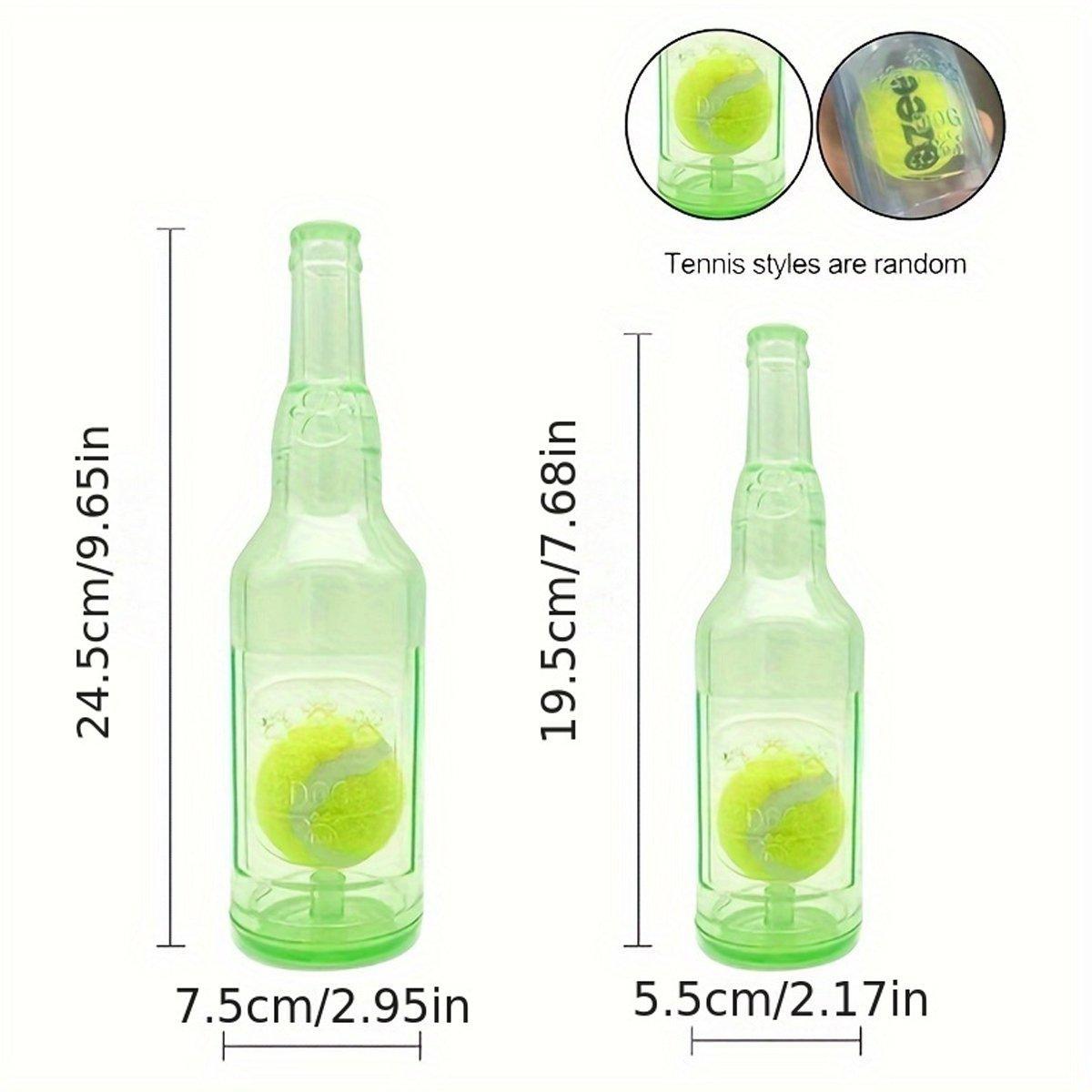 Durable Pet Teething Resistant Tennis Ball Wine Bottle Chew Toy for Dogs Play - Red-S