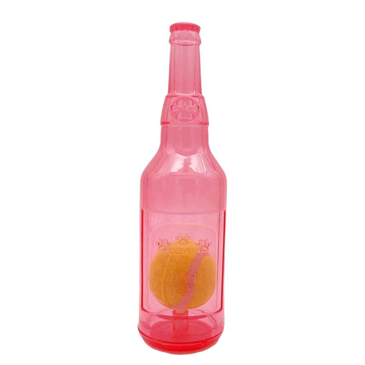 Durable Pet Teething Resistant Tennis Ball Wine Bottle Chew Toy for Dogs Play - Red-S