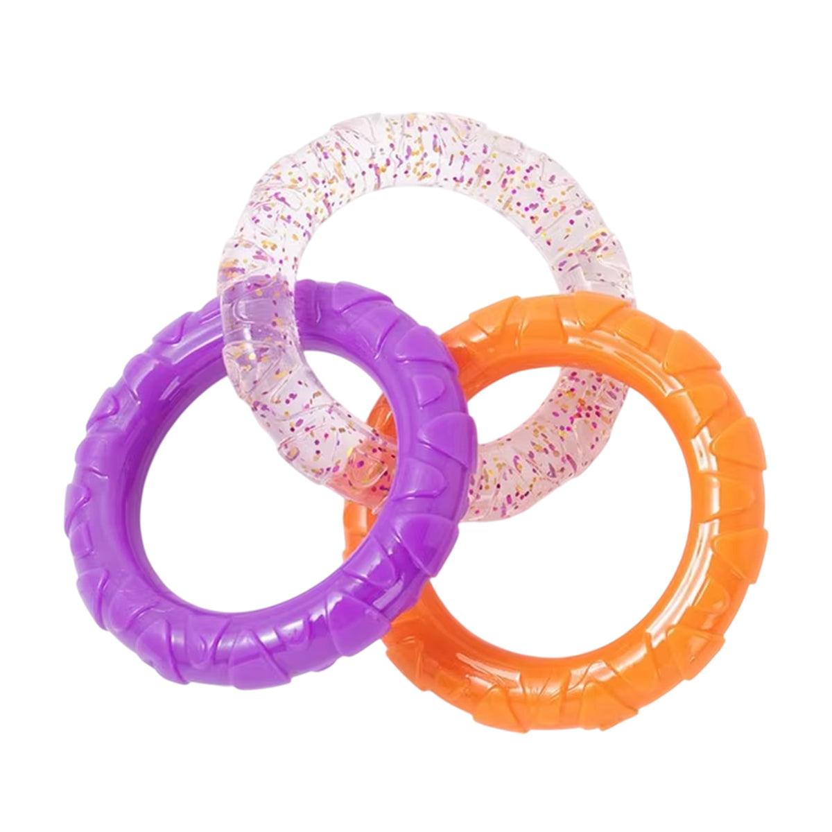 Interactive Dog Toys TRP Rubber Ring Teething Pet Rally Ring Chew Play Fetch - Orange-Purple