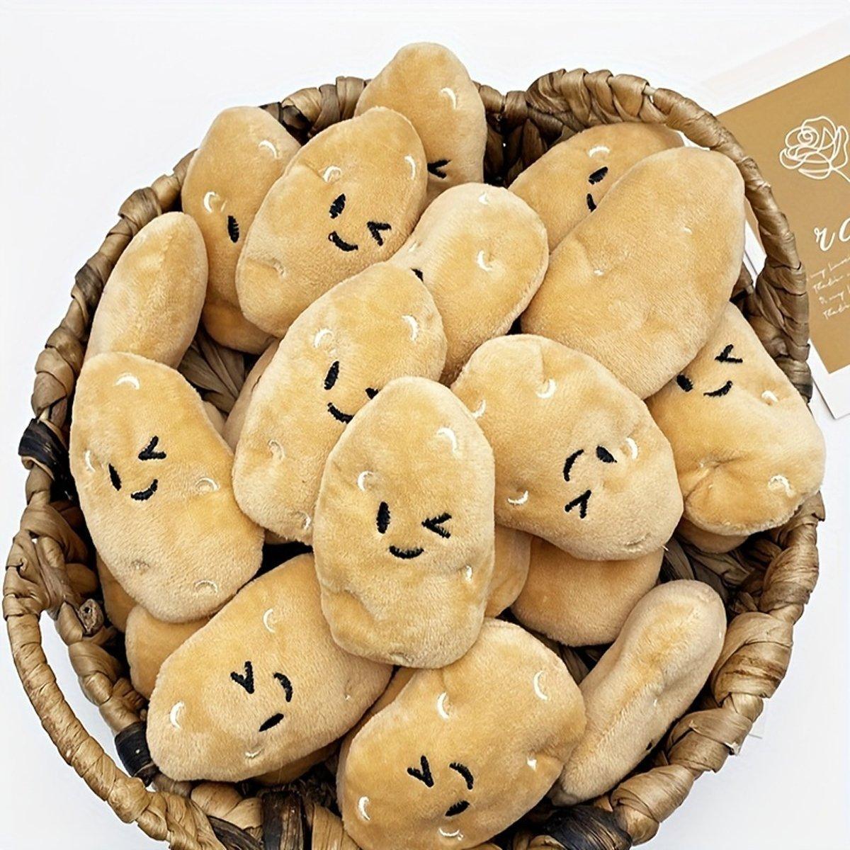 20PCS Handmade Cute Squeaky Little Potato Doll Pet Plush Doll For Dog Cat