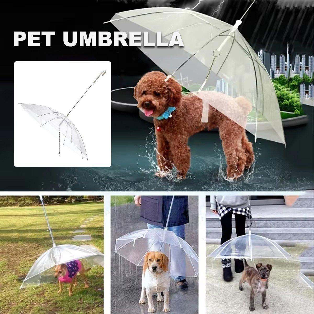 Pet Dog Transparent Umbrella 30 inch Diameter With Dog Leash For Rain Walking Outdoor
