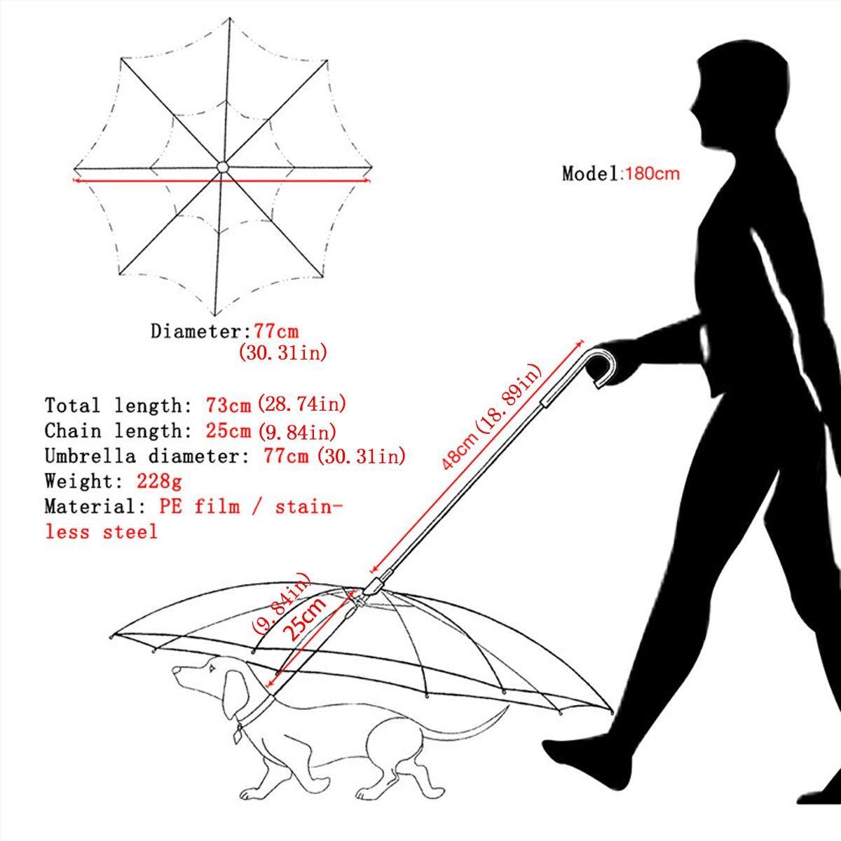 Pet Dog Transparent Umbrella 30 inch Diameter With Dog Leash For Rain Walking Outdoor