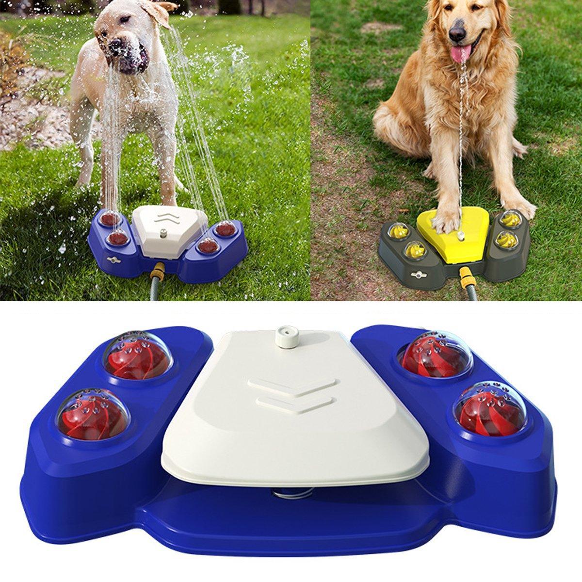 Automatic Water Feeder Dispenser with Bath Spray and Footstep Dog Toys for Pets - Grey
