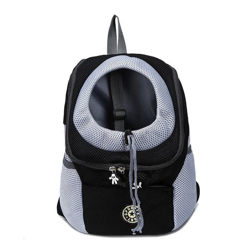 L Size Puppy Travel Mesh Pet Dog Carrier Backpack Front Travel Portable Shoulder Bag - Black