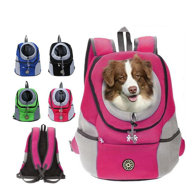 L Size Puppy Travel Mesh Pet Dog Carrier Backpack Front Travel Portable Shoulder Bag - Blue