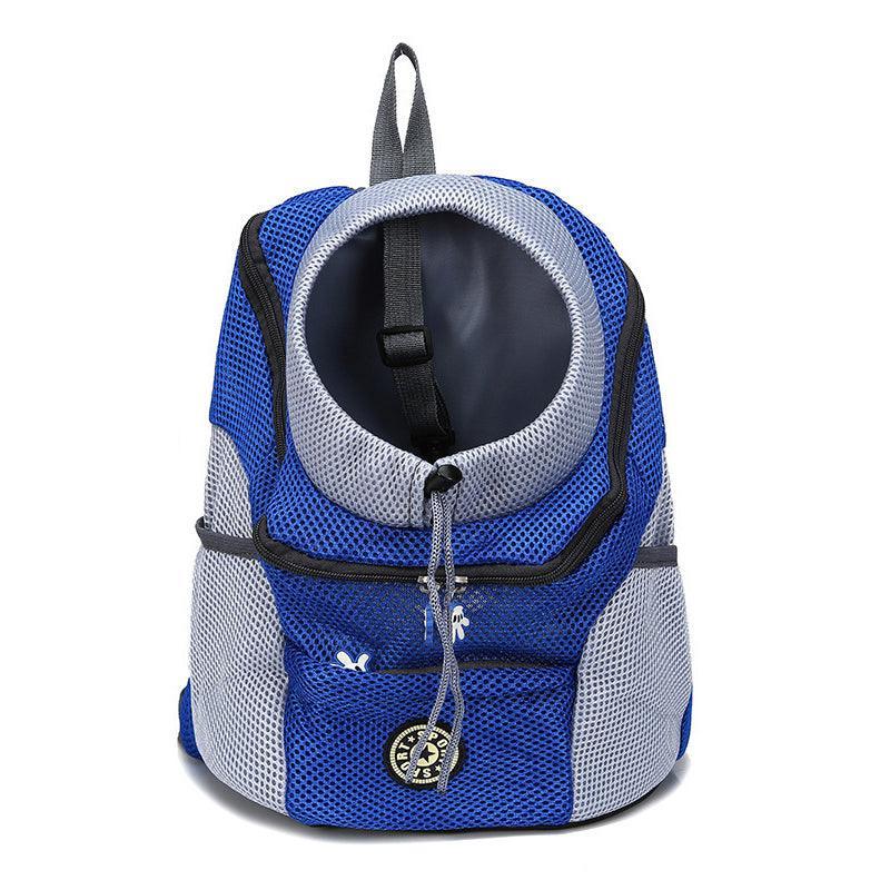 L Size Puppy Travel Mesh Pet Dog Carrier Backpack Front Travel Portable Shoulder Bag - Blue