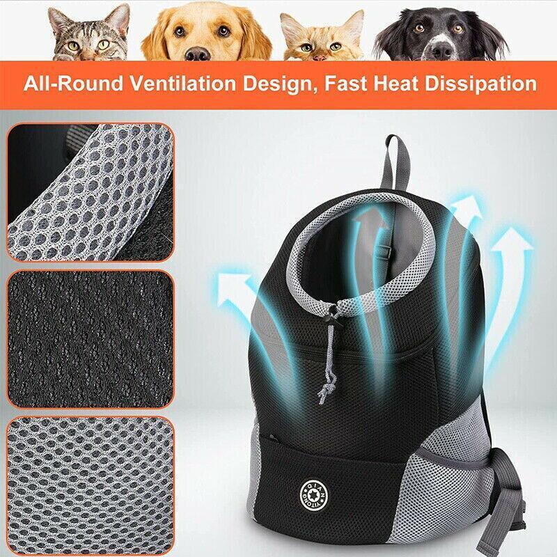 S Size Puppy Travel Mesh Pet Dog Carrier Backpack Front Travel Portable Shoulder Bag - Blue