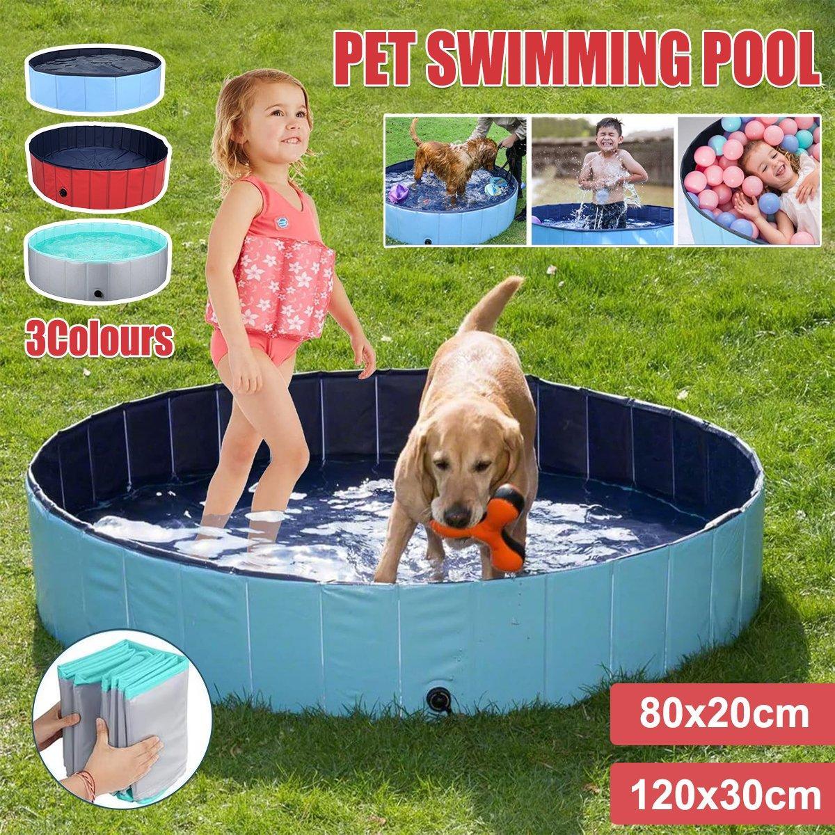 Pet Swimming Pool Foldable Portable Pool for Dogs Outdoor Summer Play - Blue-120x30cm