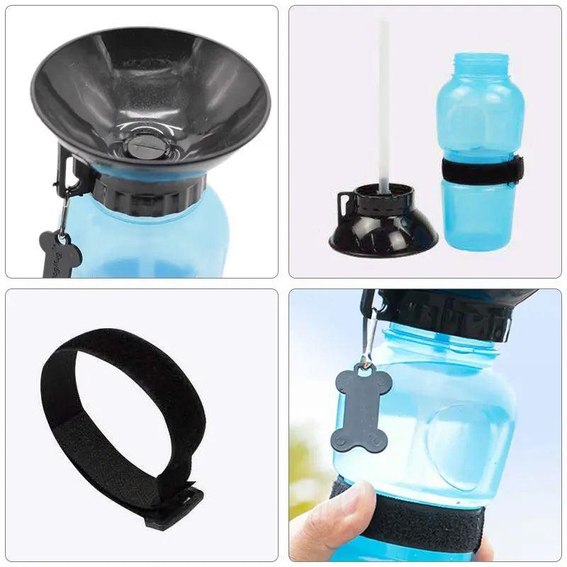 500Ml Dog Cat Water Drinking Bottle Detachable Travel Cup Portable Pet Feeder - Grey