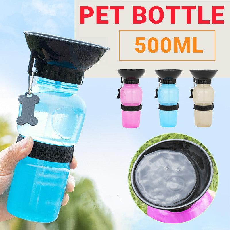 500Ml Dog Cat Water Drinking Bottle Detachable Travel Cup Portable Pet Feeder - Pink