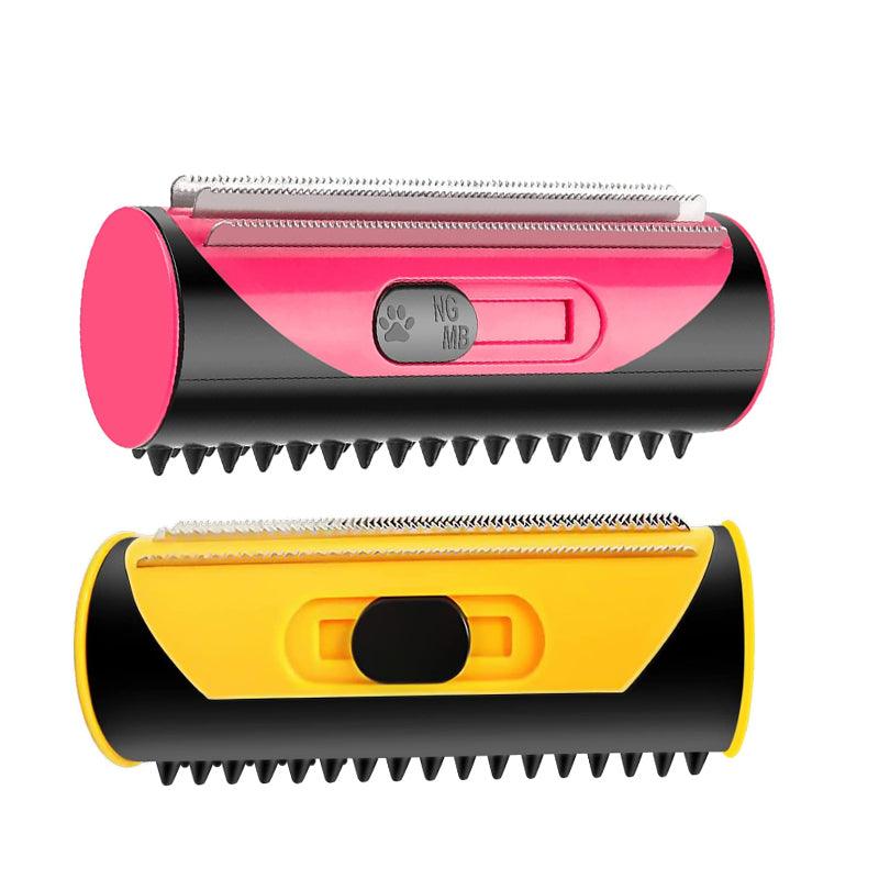 Pet Dog Cat Hair Fur Deshedding Shedding Trimmer Tool Grooming Roll Comb Brush - Red