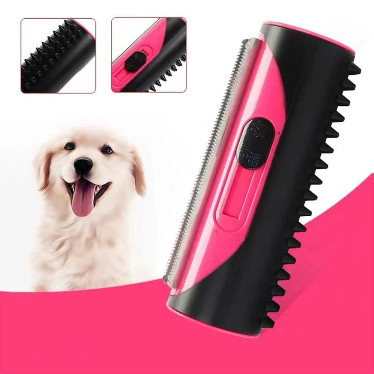 Pet Dog Cat Hair Fur Deshedding Shedding Trimmer Tool Grooming Roll Comb Brush - Red