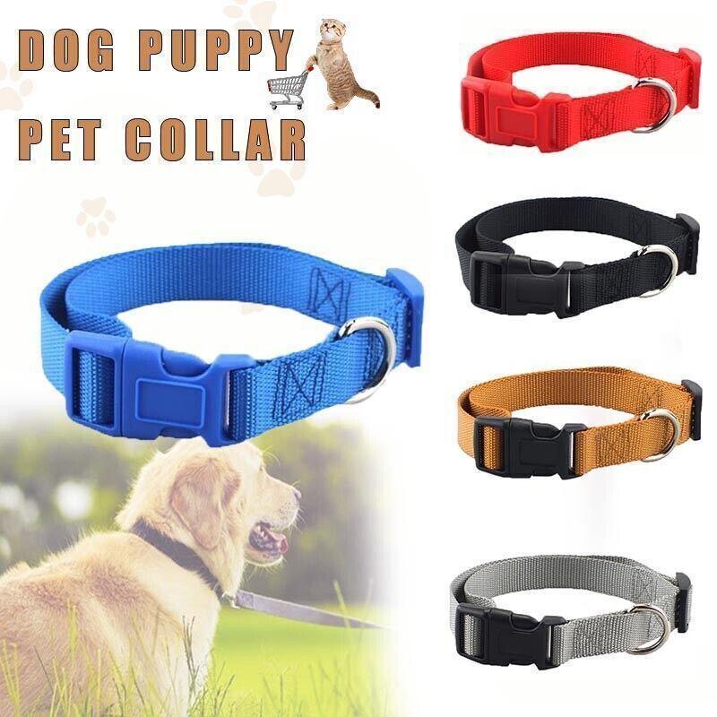 L Size Dog Puppy Pet Collar Adjustable Nylon Toy Large Pink Blue Red Black - Blue