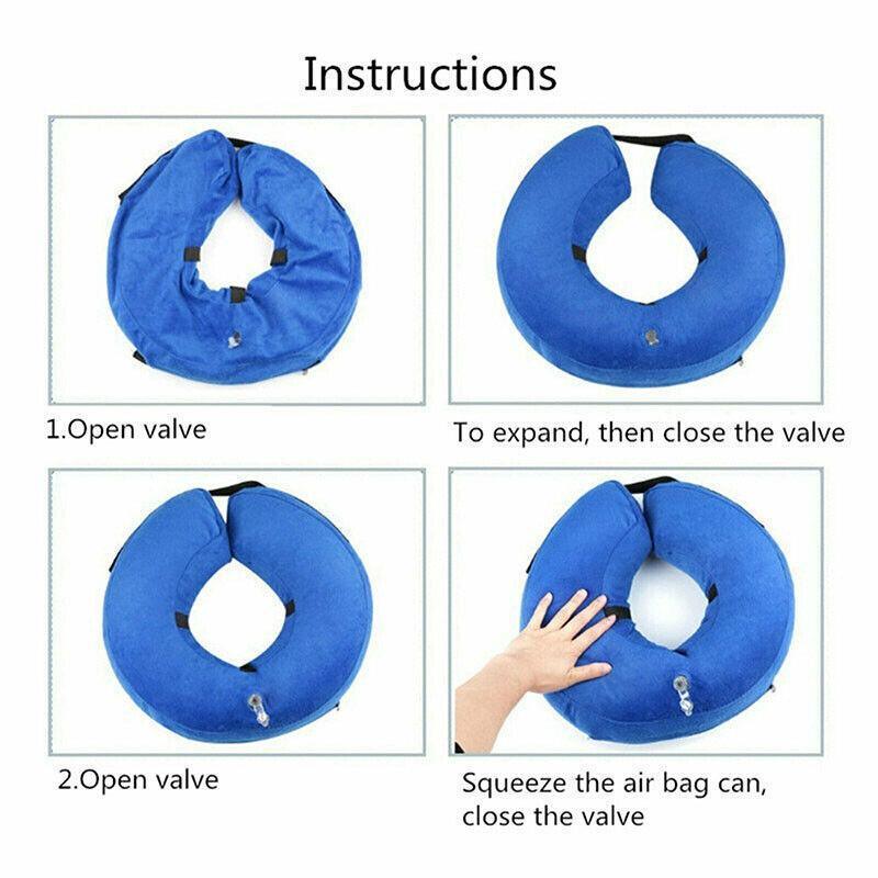 Blue Pet Dog Inflatable Soft Healing Collar Cone Wound Medical Cat Protective Jackets - L (40*40CM)