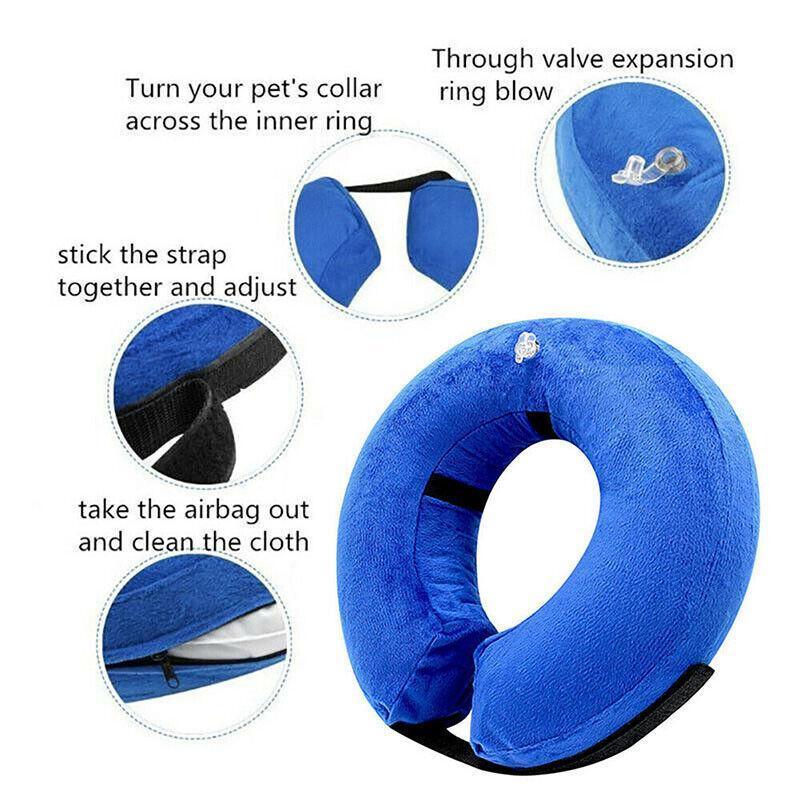 Blue Pet Dog Inflatable Soft Healing Collar Cone Wound Medical Cat Protective Jackets - S (22*23CM)