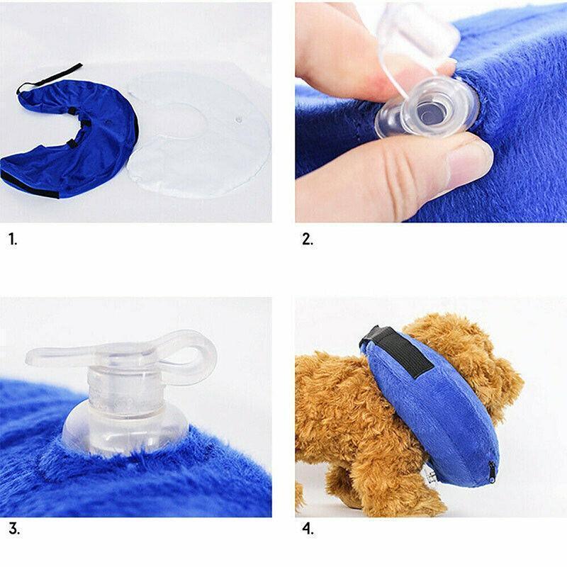 Grey Pet Dog Inflatable Soft Healing Collar Cone Wound Medical Cat Protective Jackets - L (40*40CM)