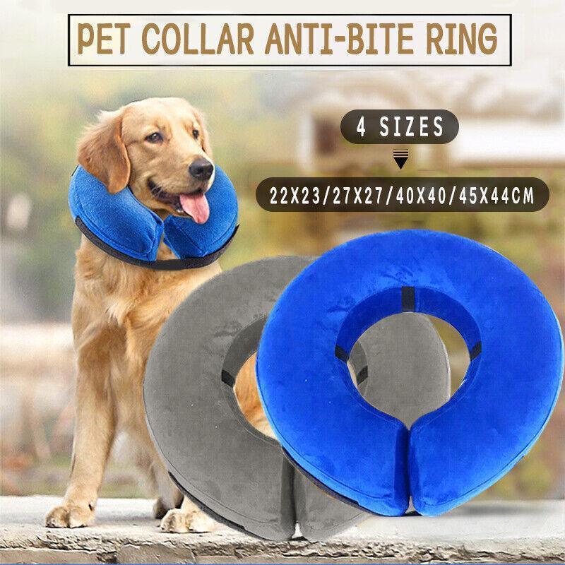 Grey Pet Dog Inflatable Soft Healing Collar Cone Wound Medical Cat Protective Jackets - M (27*27CM)