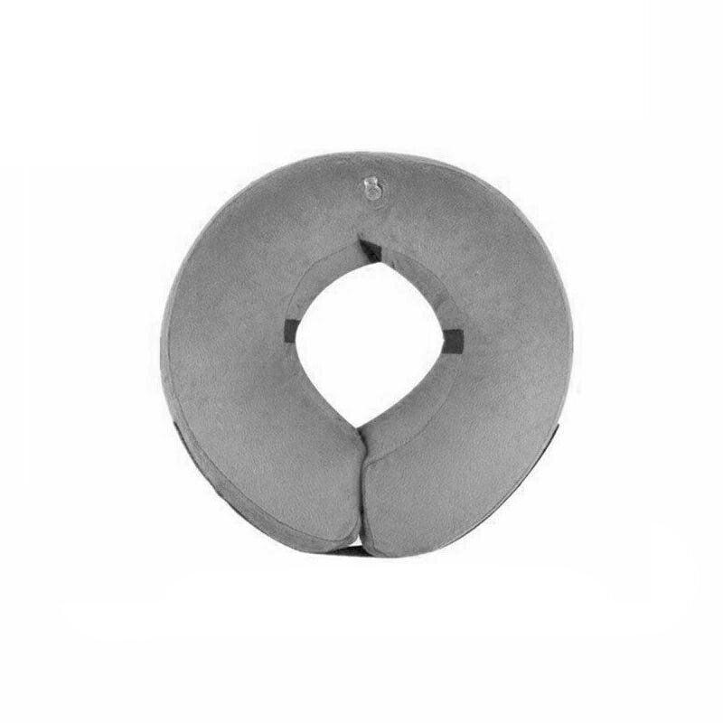 Grey Pet Dog Inflatable Soft Healing Collar Cone Wound Medical Cat Protective Jackets - M (27*27CM)