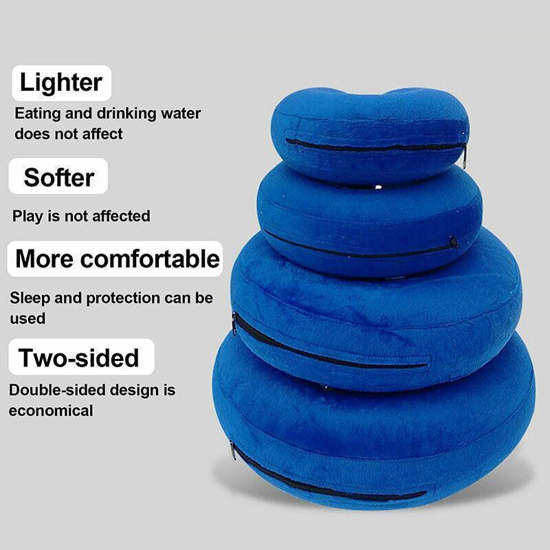 Grey Pet Dog Inflatable Soft Healing Collar Cone Wound Medical Cat Protective Jackets - S (22*23CM)