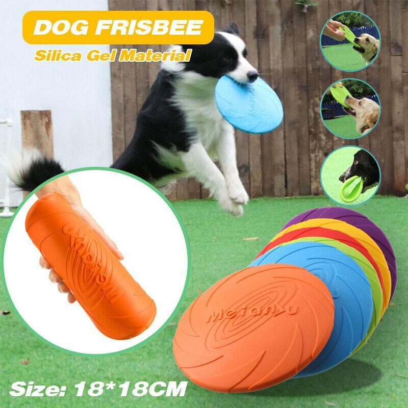 Frisbee Toy for Dogs Outdoor Fetch Training Soft Rubber Pet Flying Disc 18cm - Yellow