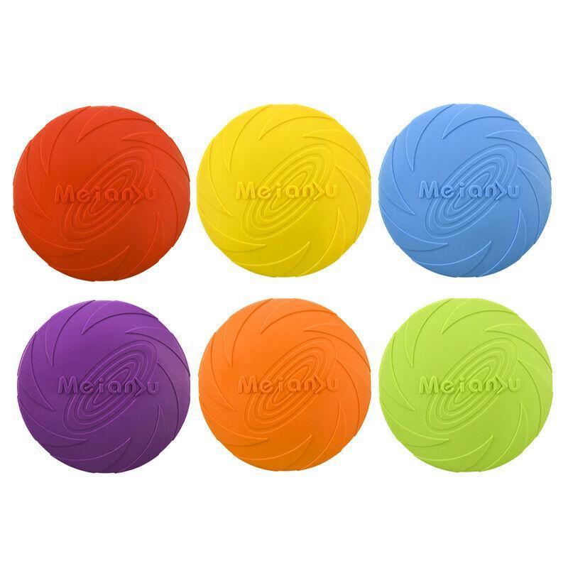 Frisbee Toy for Dogs Outdoor Fetch Training Soft Rubber Pet Flying Disc 18cm - Yellow